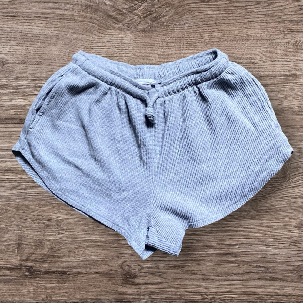 Grey Pj Waffle Knit Sweat Shorts